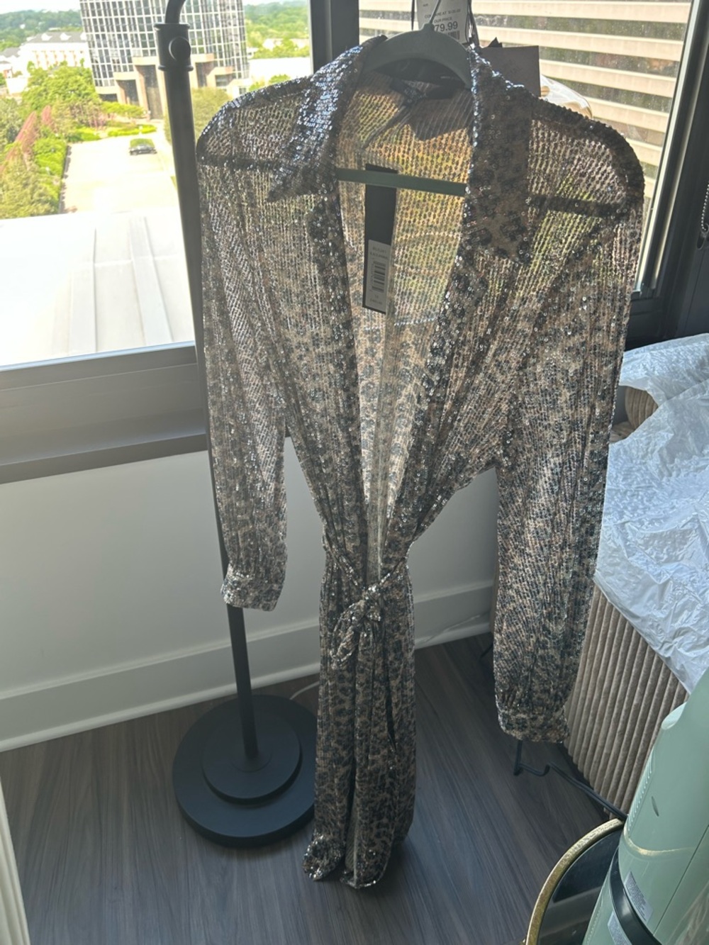 Badgley Mischka Metallic Gold and Black Animal Print Top